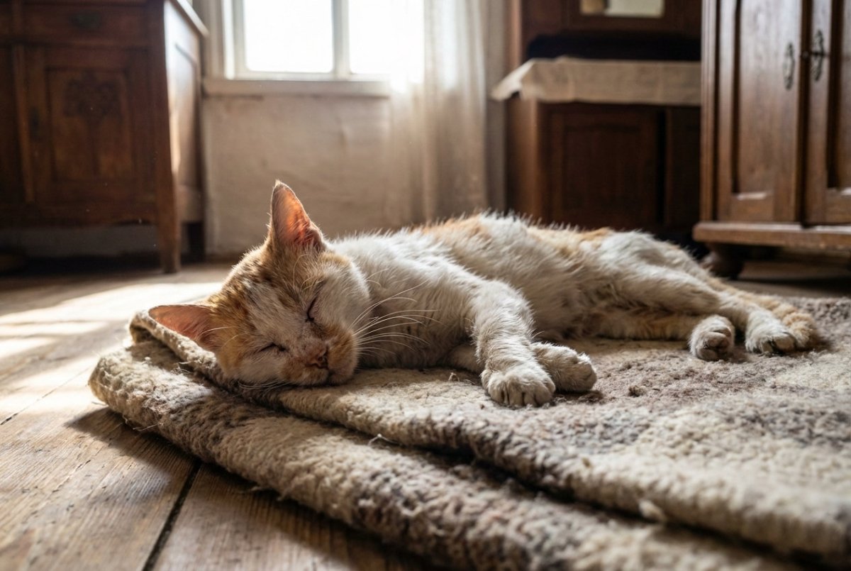 öreg cica már csak fekszik napközben